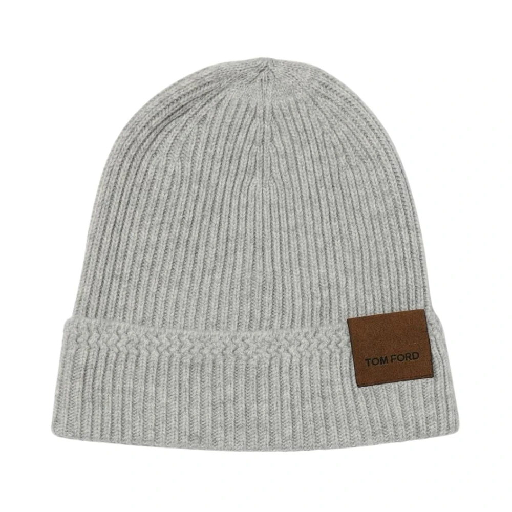 Tom Ford Men's Gray Ribbed Knit Beanie