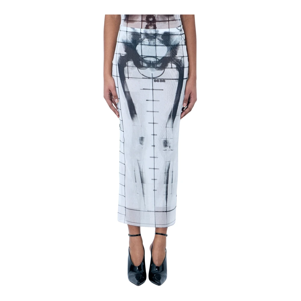 Jean Paul Gaultier Squeletor Mesh Midi Rok Blue Dames