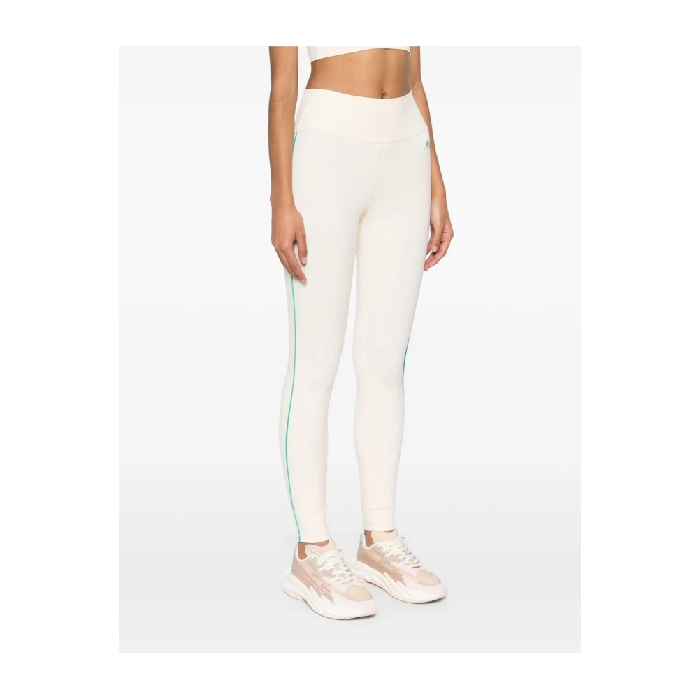 Sporty & Rich Sportieve Leggings Beige Groen Elastisch Ademend White Dames