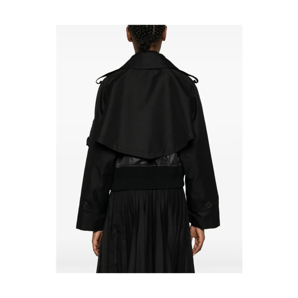 Sacai Zwart Gelaagd Twill Buitenkleding Black Dames
