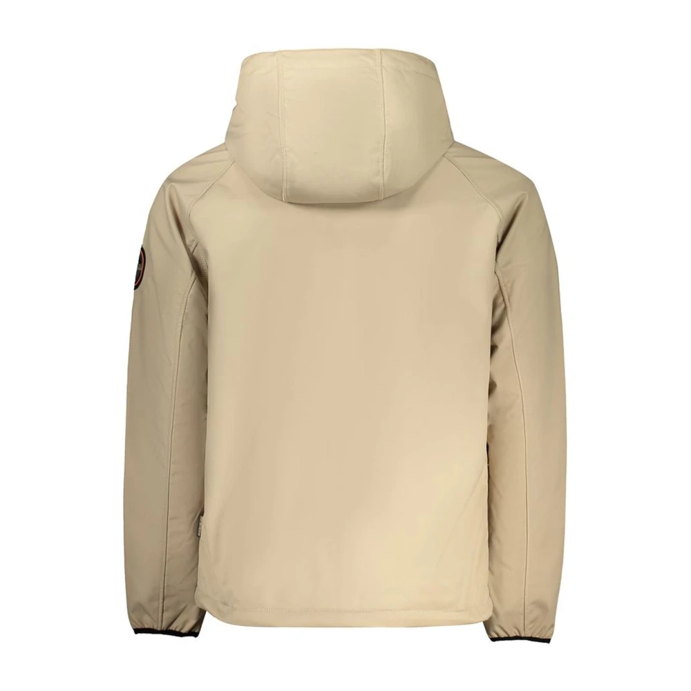 Napapijri Contrast Logo Hooded Polyester Jas Beige Heren
