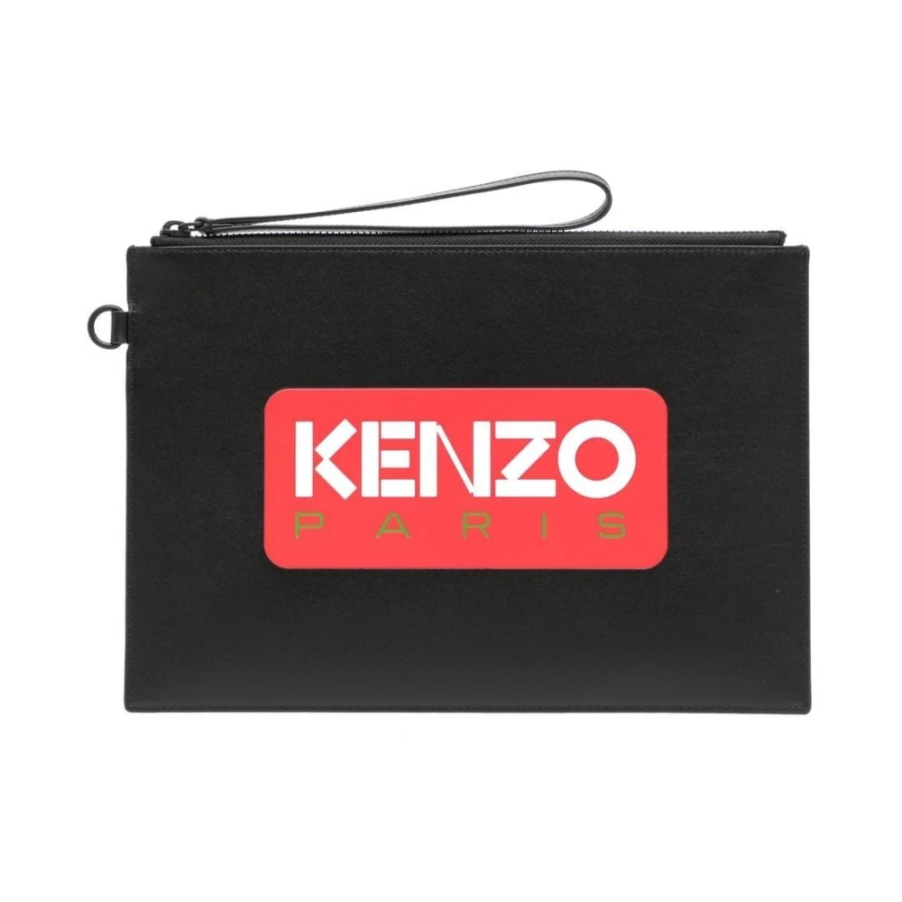 Kenzo Svart Logo-Print Clutch Väska Black, Herr