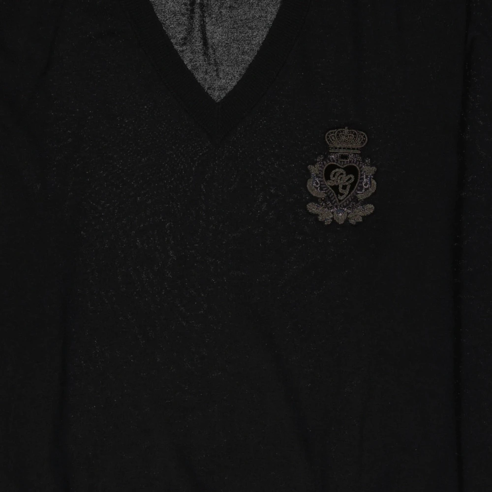 Dolce & Gabbana Zwarte Katoenen Trui met Logodetail Black Heren