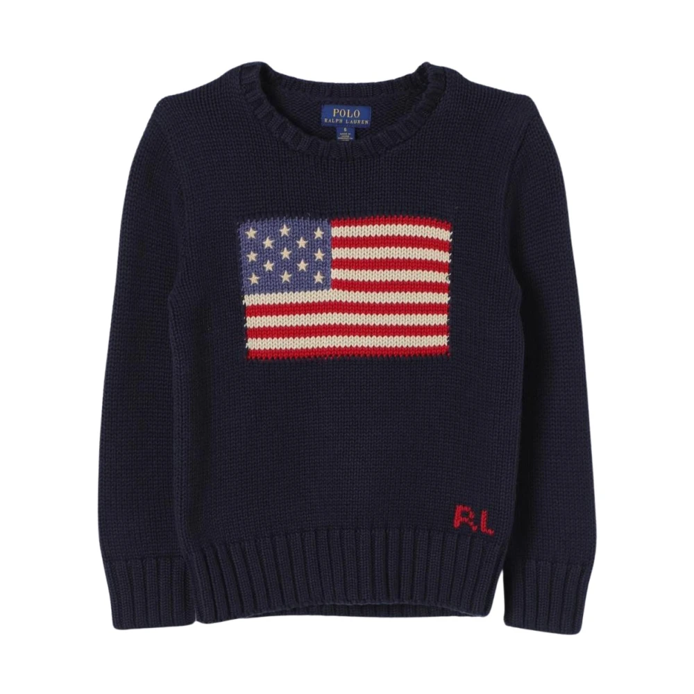 Polo Ralph Lauren Boys Blue Crew Neck Jumper - Kids Knitwear - 6 Y - Kids