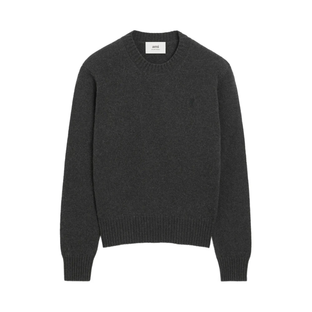 Ami Paris Men's Black Cashmere Knitwear, M, Ami De Coeur Crewneck Jumper