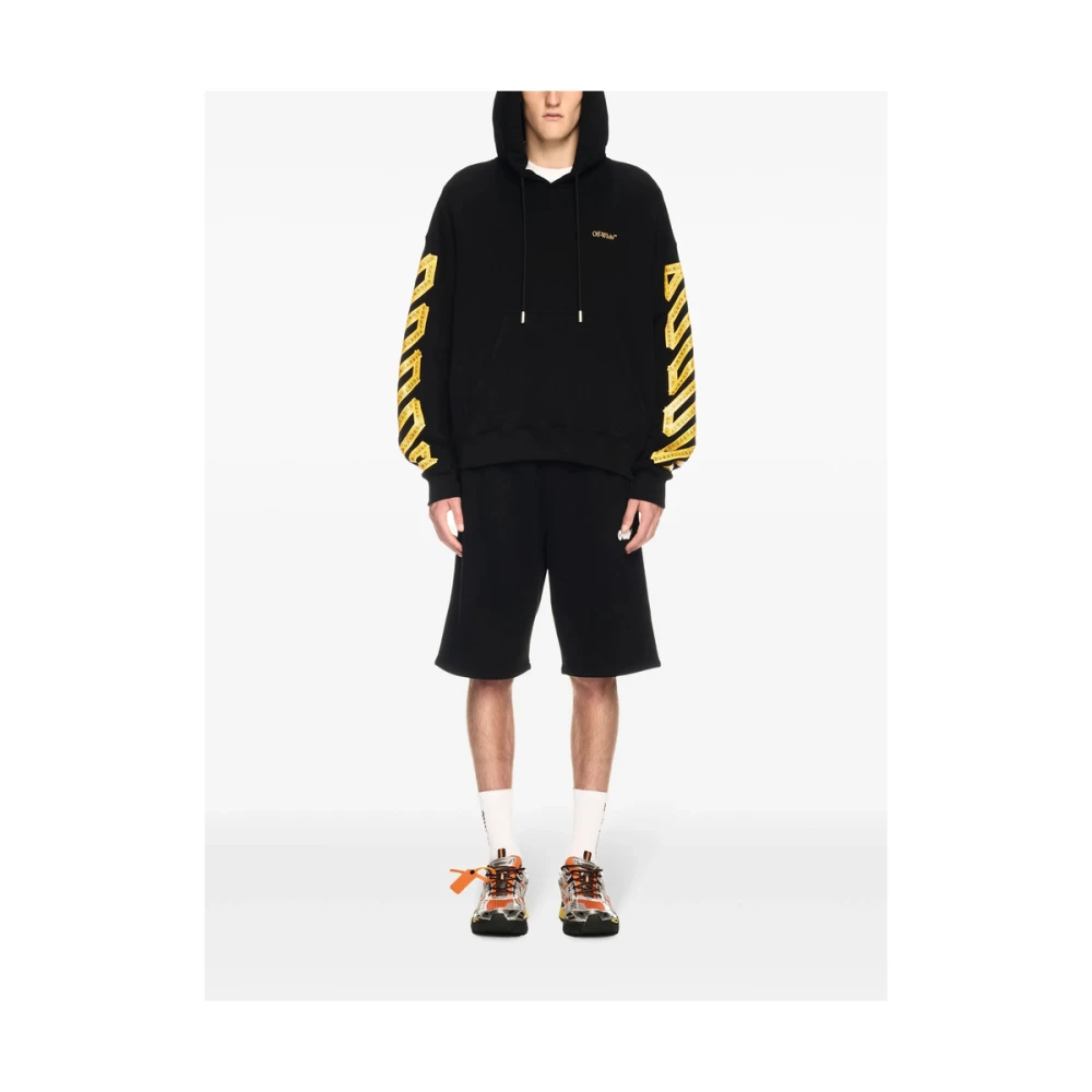 Off White Zwarte hoodie met zak Black Heren