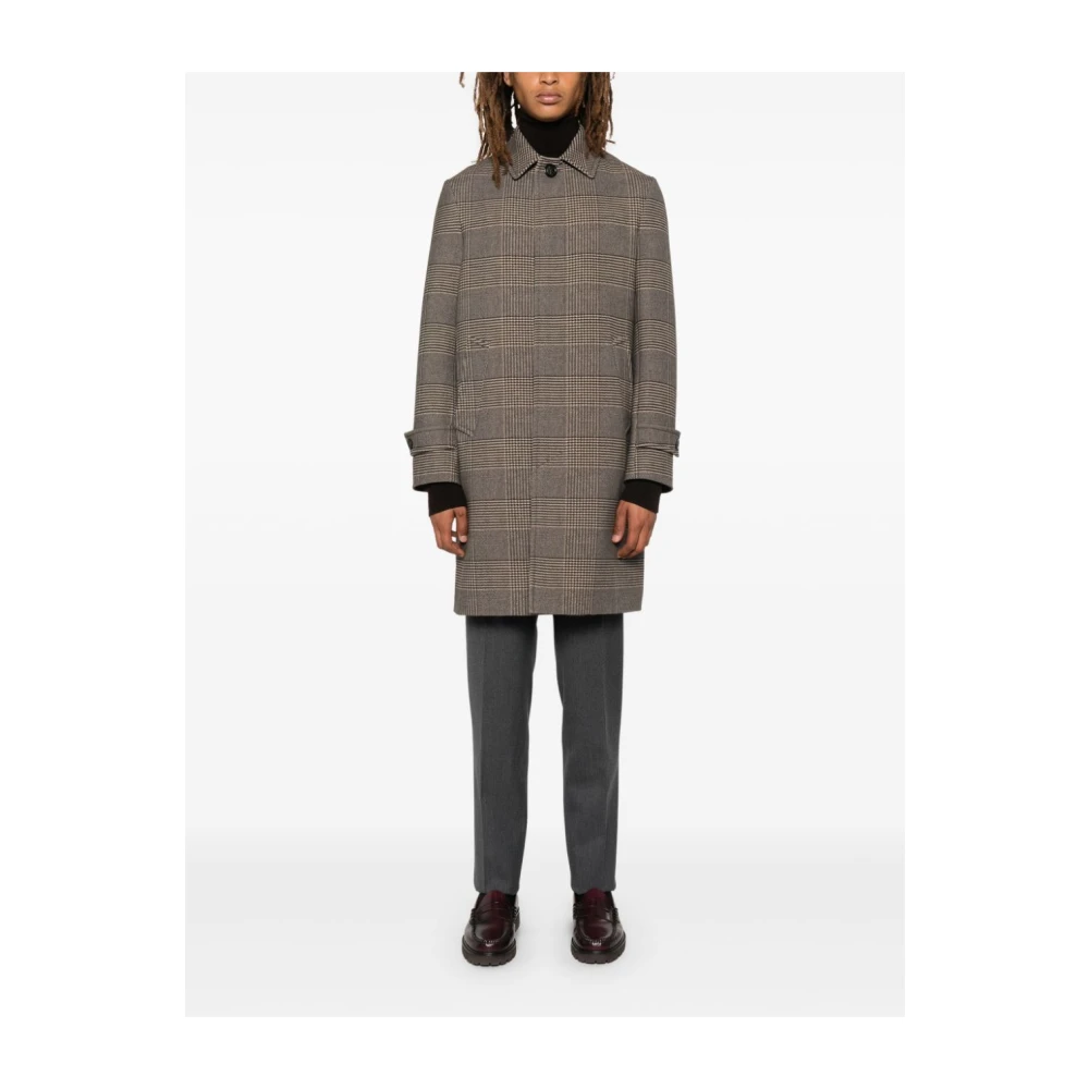 Circolo 1901 Bruine Overcheck Katoenen Jas Geruit Patroon Brown Heren