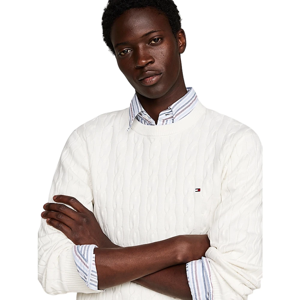 Tommy Hilfiger Retro-geïnspireerde Chain Knit Sweatshirt Room White Heren