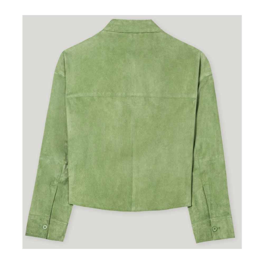 LUISA CERANO Velours leren overhemd Green Dames