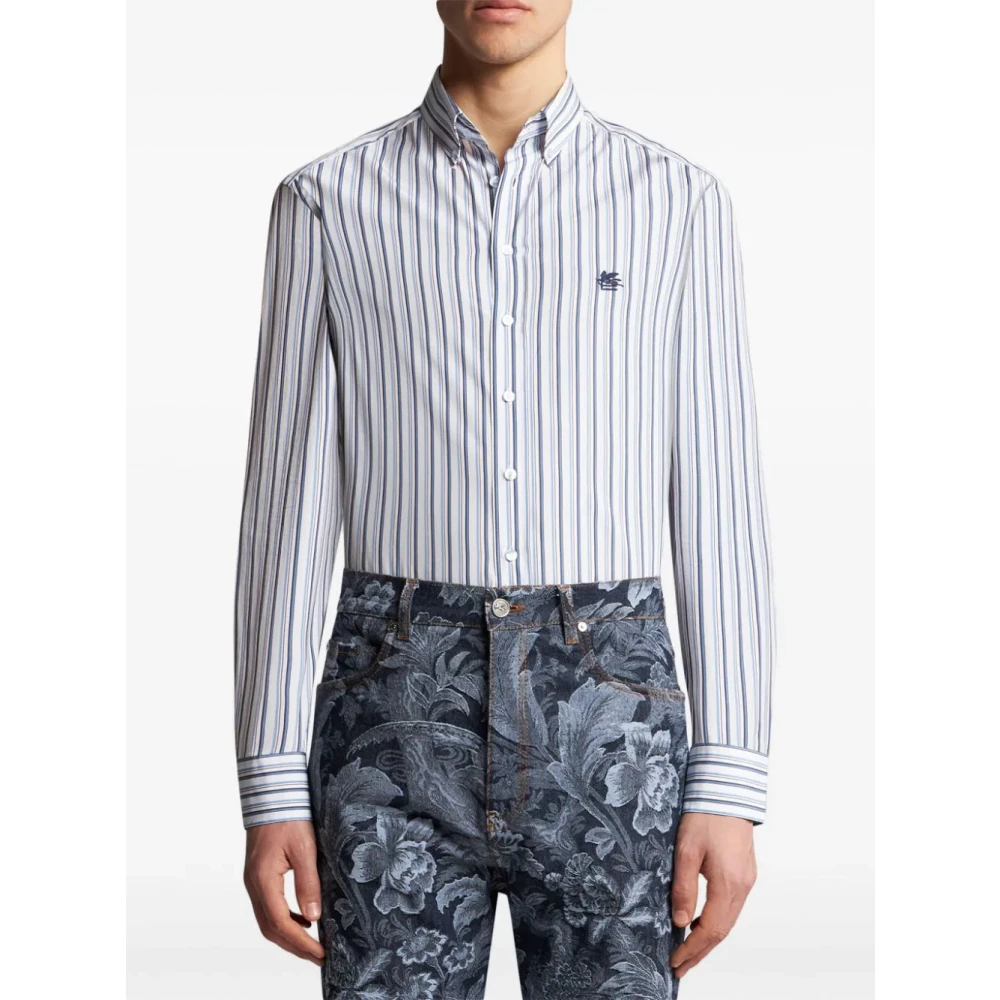 ETRO Gestreept Pegasus Shirt White Heren