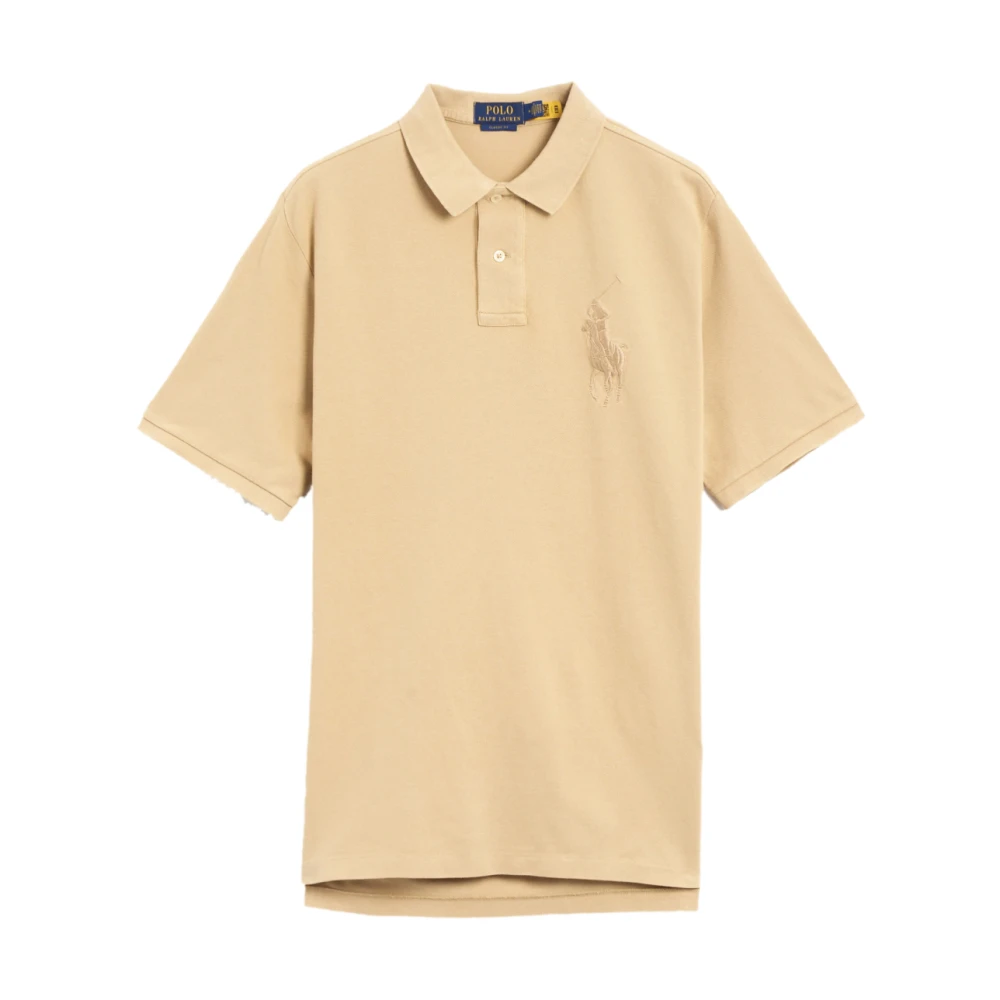Polo Ralph Lauren Men's Beige Polo Shirts, M, Big Pony Logo Classic Polo Shirt