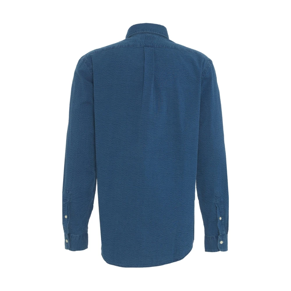 Polo Ralph Lauren Blauwe Textuur Denim Overhemd Blue Heren