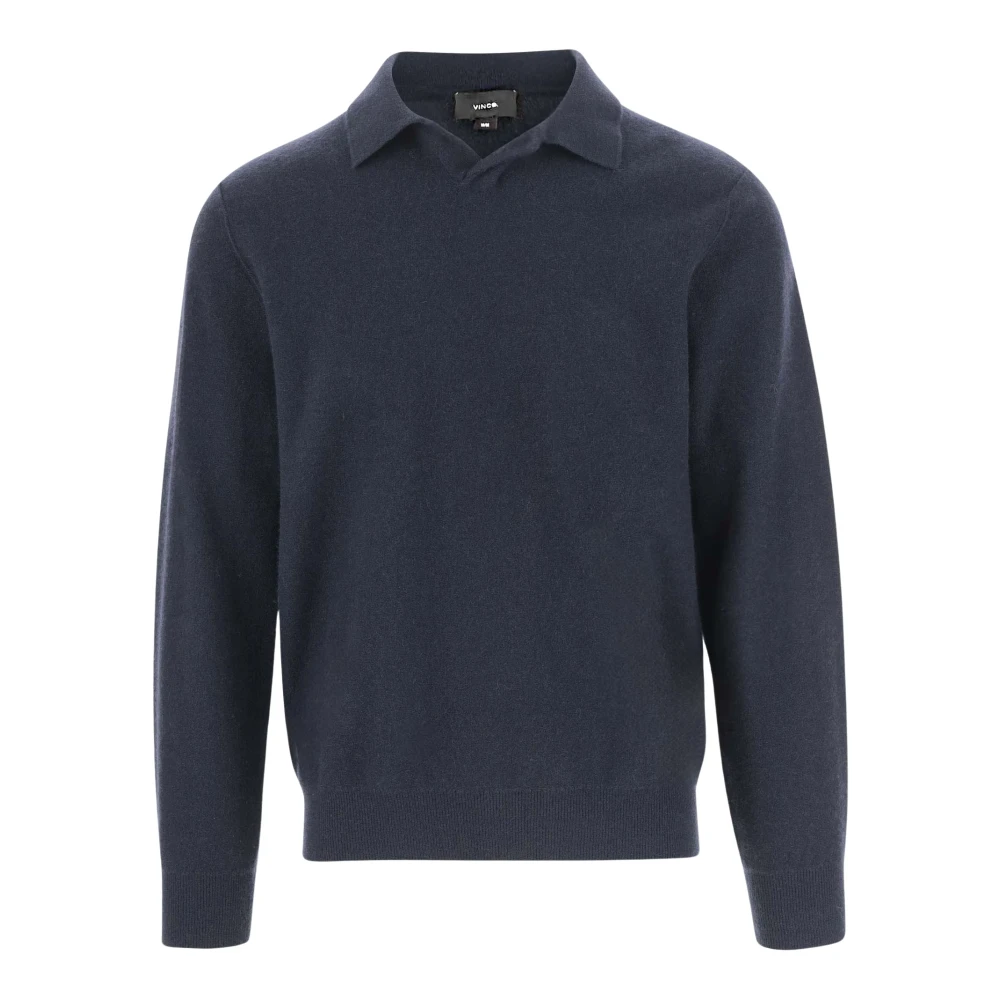 Vince Kashmir Pullover Polo Krage Navy Blue, Herr