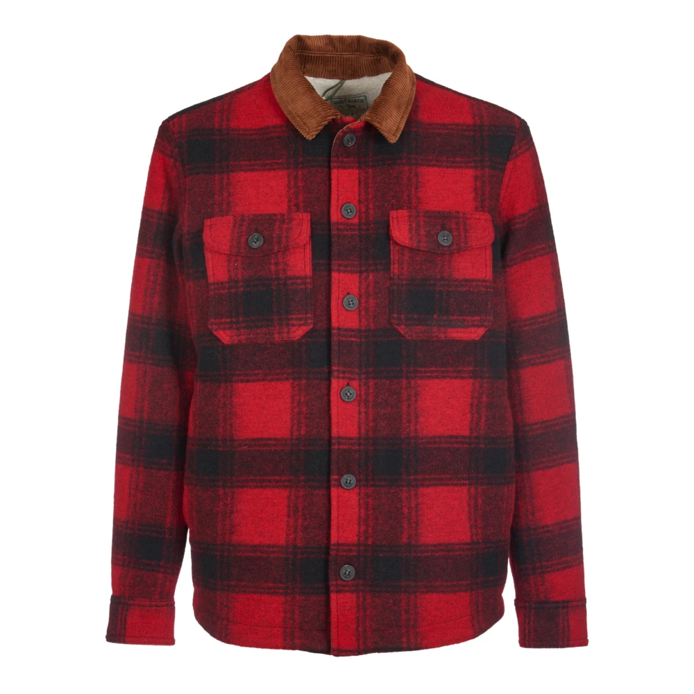 Saint Barth Rode Tartan Overshirt Jas Red Heren