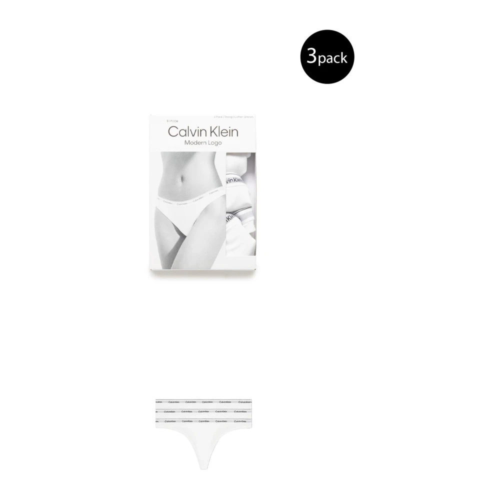 Calvin Klein Gedrukte Katoenen String Ondergoed 3pk White Dames