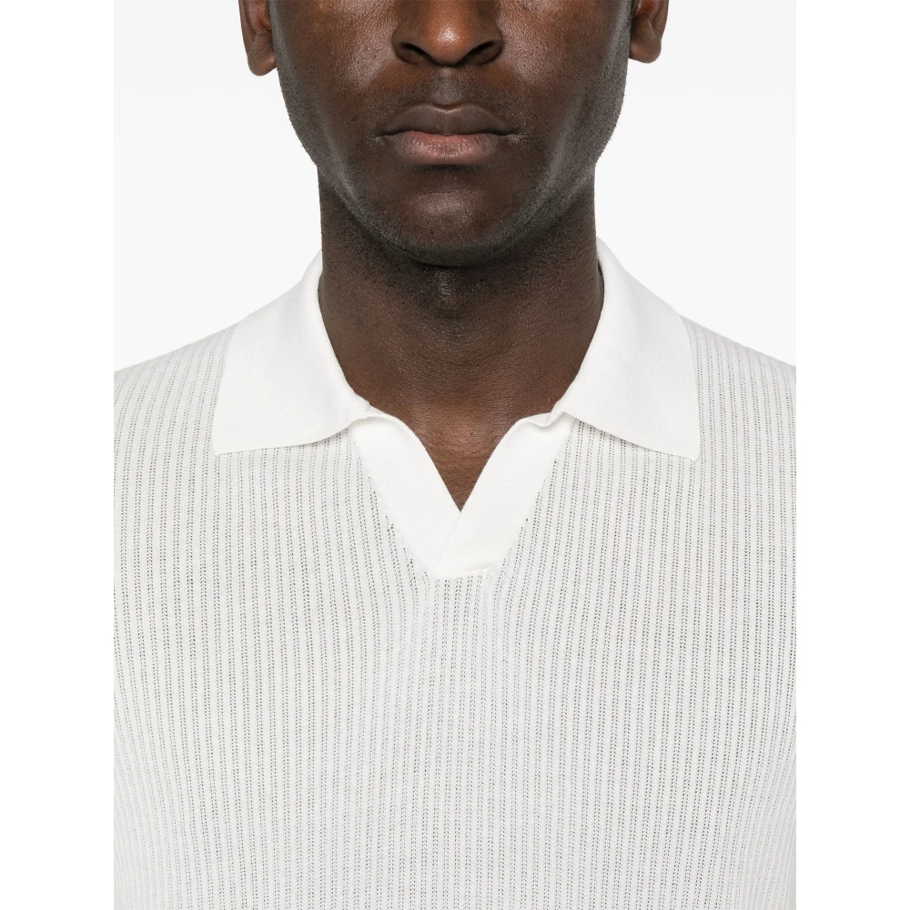 Fedeli Katoenen Gebreide Poloshirt White Heren
