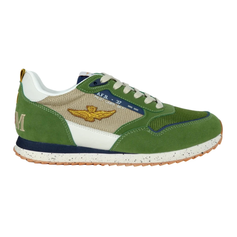 Aeronautica Militare Groene Casual Schoen met Italiaanse Vlag Heren Schoenen
