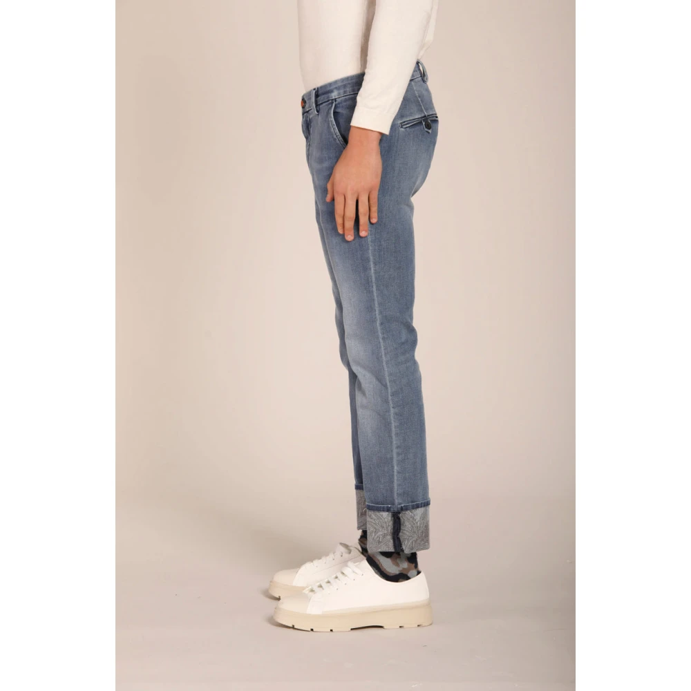 Mason's Jungle Print Slim Fit Denim Jeans Blue Heren