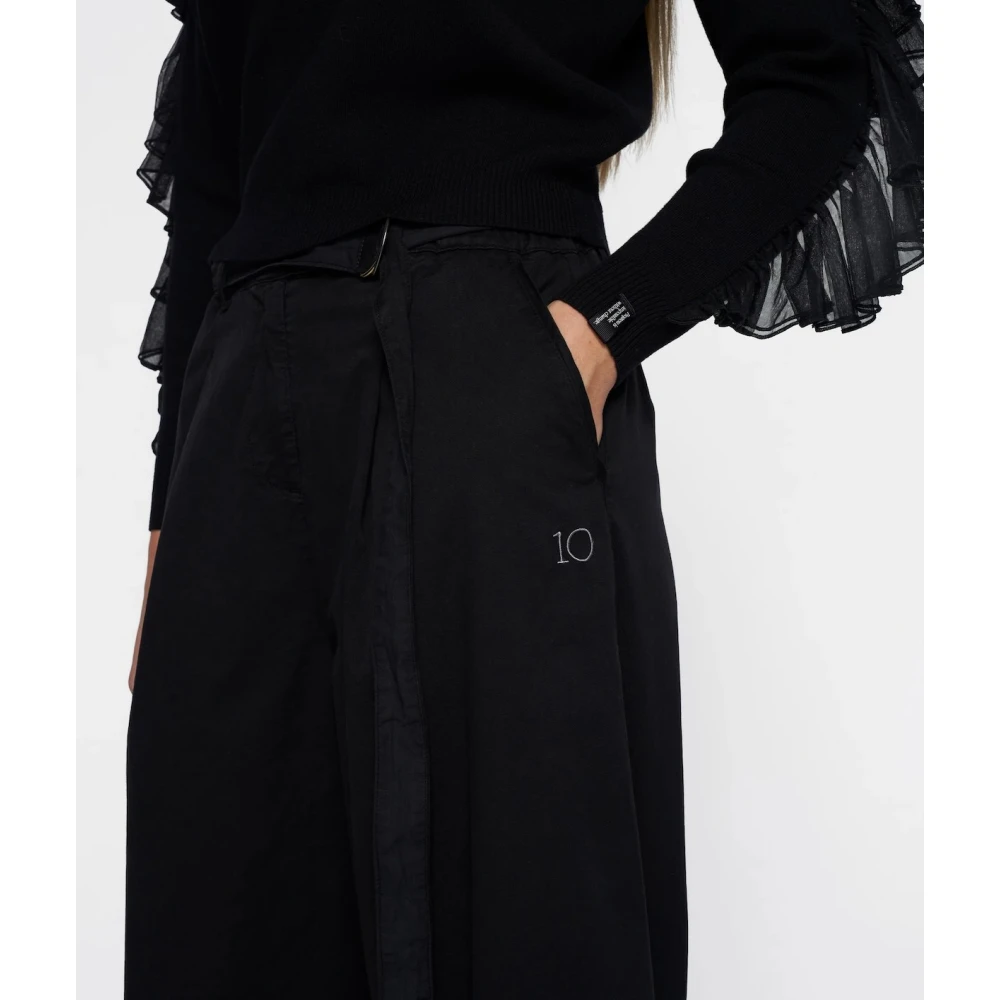 10Days Zwarte Oversize Wijde Pijp Broek Black Dames