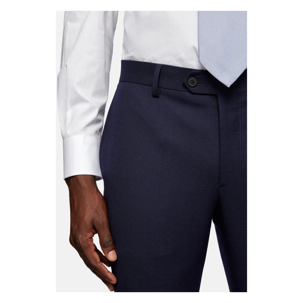 Boggi Milano Sable Wol Polyester Zijde Pak Stijl Anversa Blue Heren
