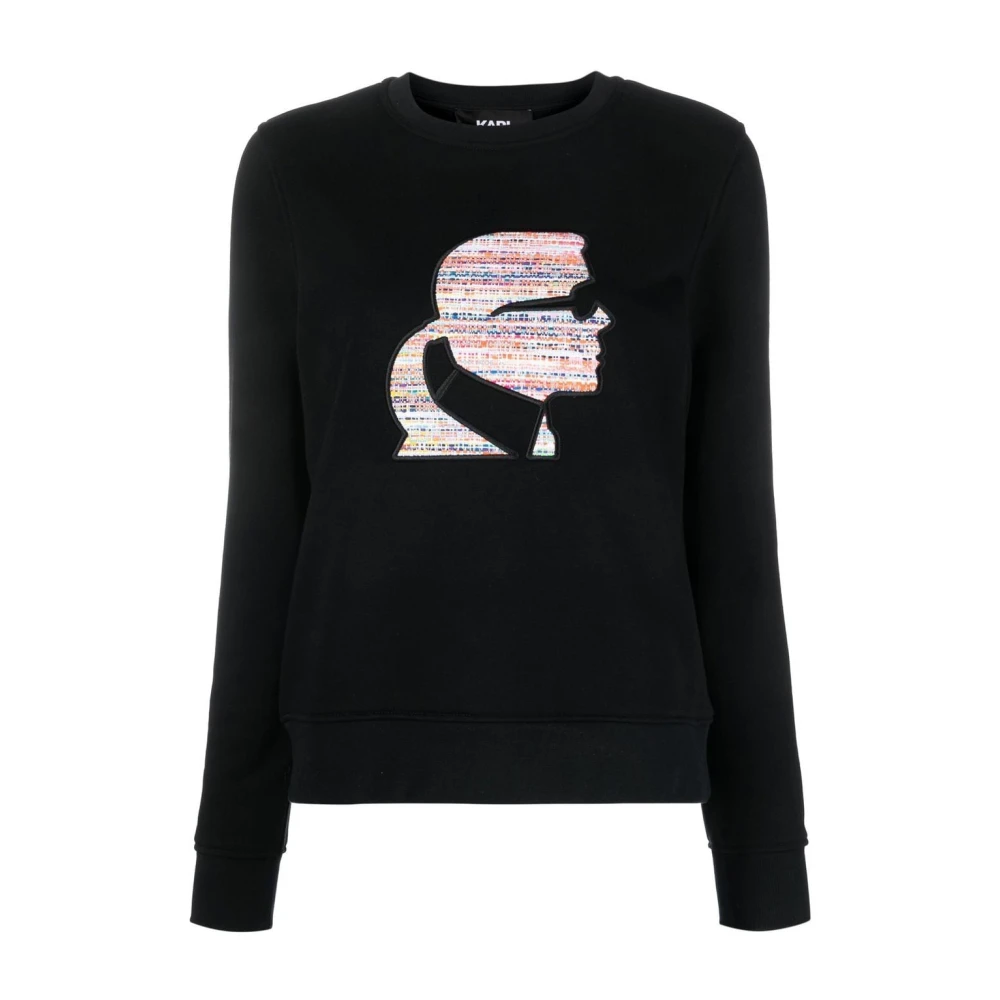 Karl Lagerfeld Multicolor Geborduurde Zwarte Sweater Black Dames