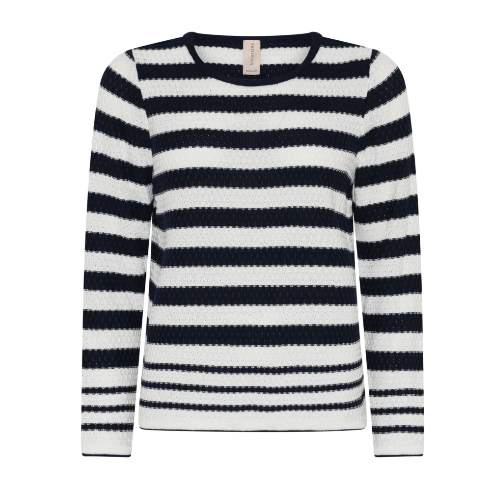 Skovhuus Sportieve Gestreepte O-Neck Pullover Blouse Blue Dames