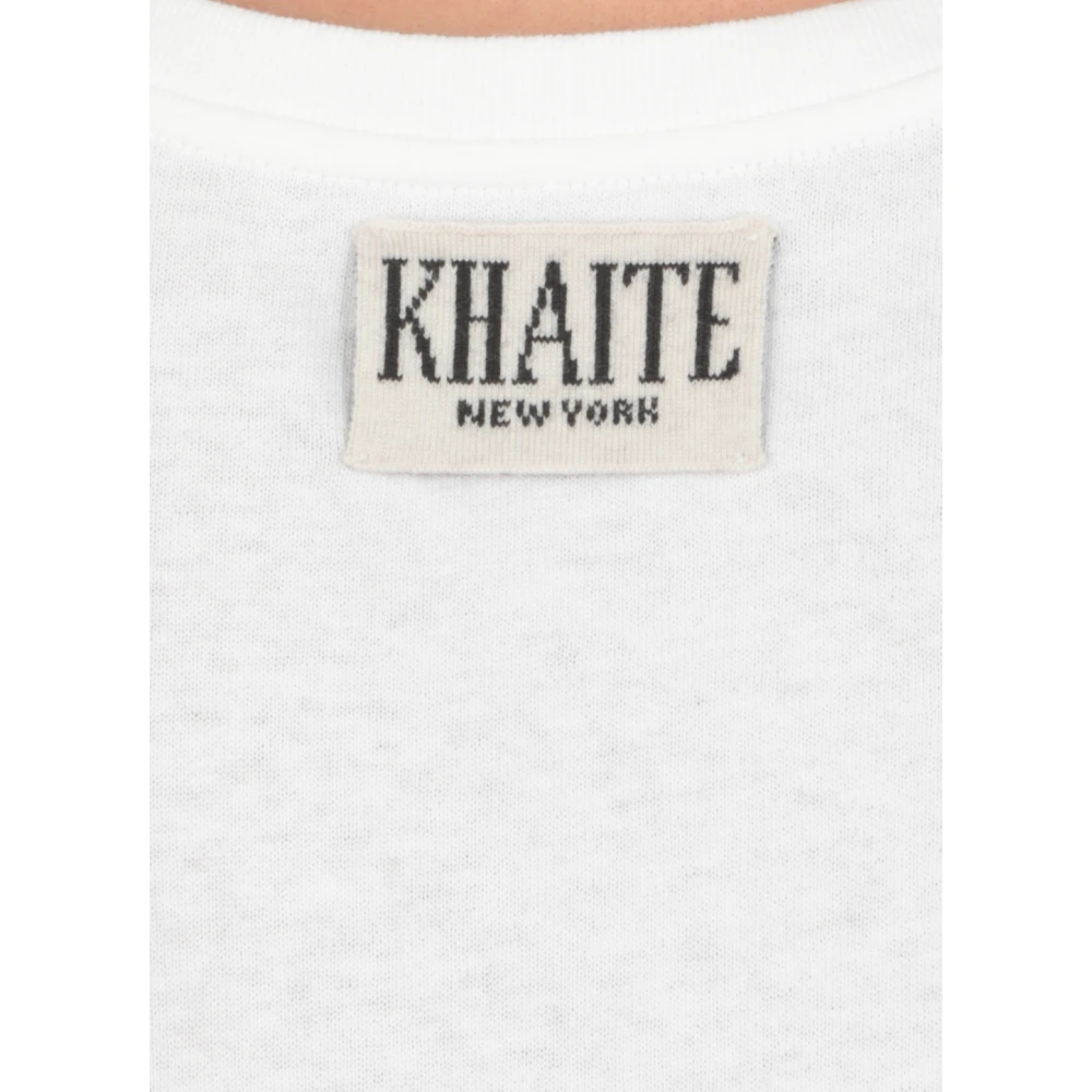 Khaite Witte Katoenen T-shirt met Logo Patch White Dames