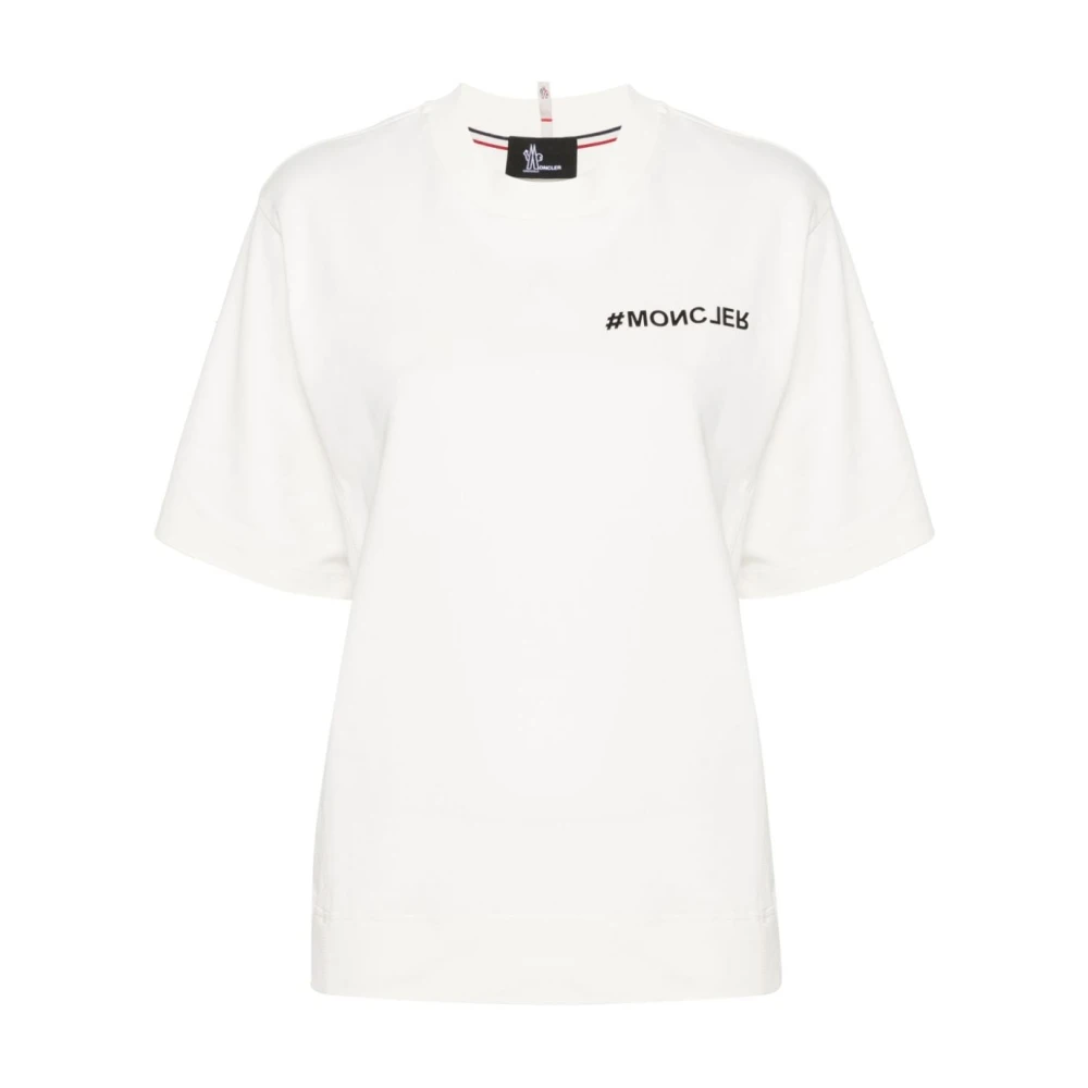 Moncler Wit Logo T-shirt Lichtgewicht Jersey White Dames
