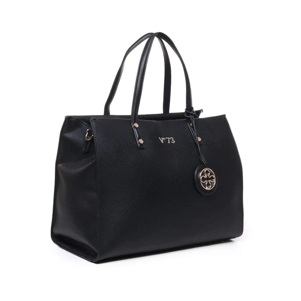 V73 Zwarte Leren Tas met Metallic Logo Black Dames