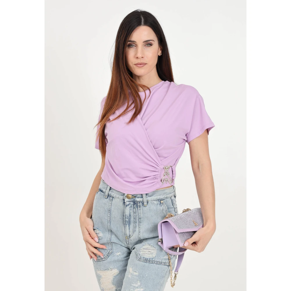 PATRIZIA PEPE Lila T-shirt met Fly gesp Purple Dames