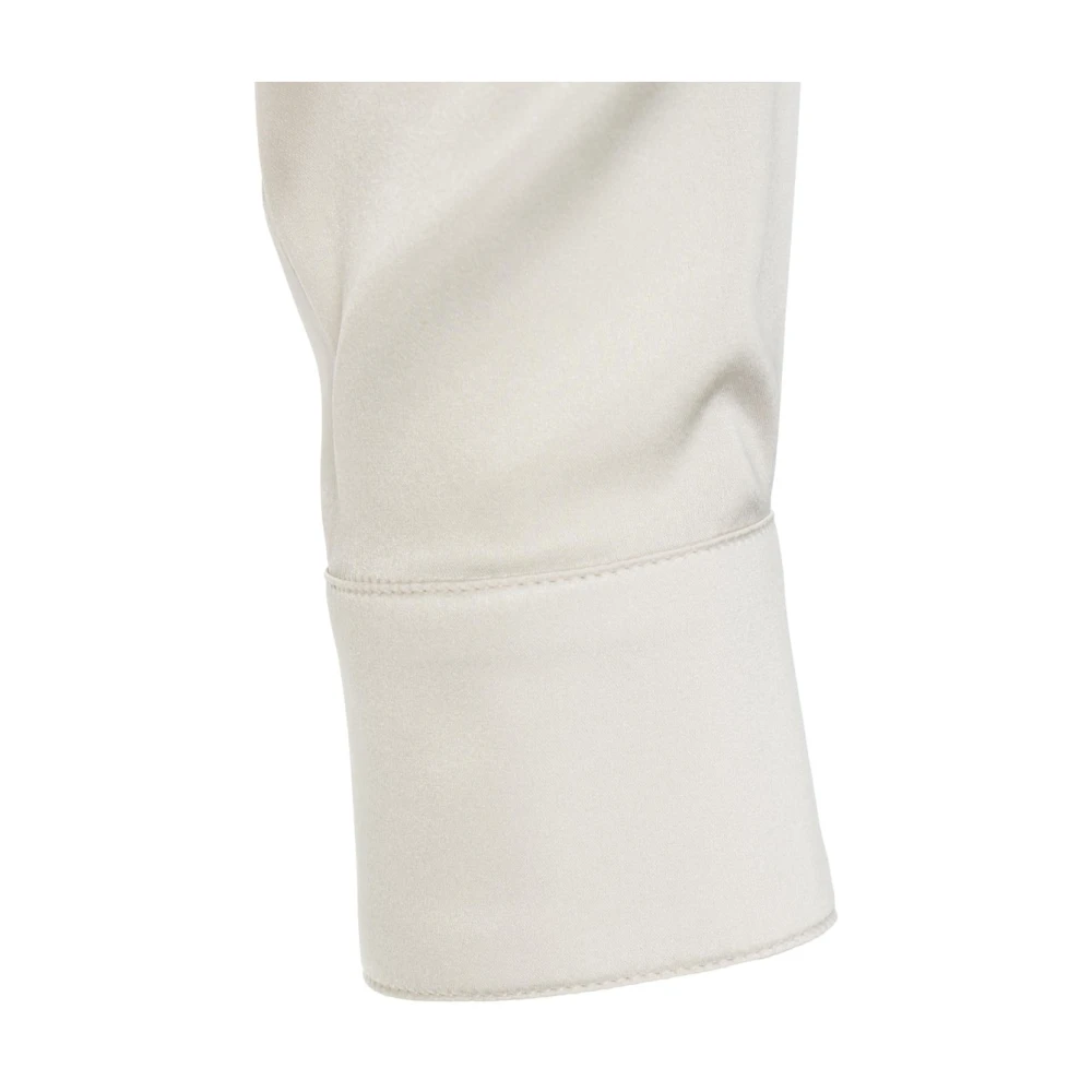 Himon's Witte Zijden Blouse Elegante Kent Kraag White Dames