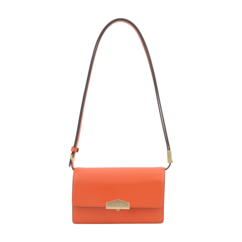 Pourchet Paris Orange Crossbody Väska med Flera Fack Orange, Dam