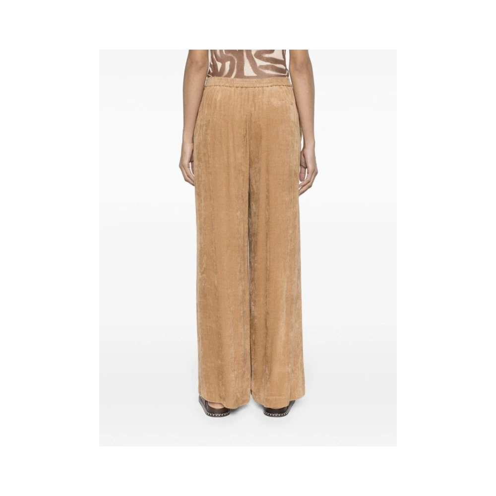 Forte Velvet Palazzo Broek met Wijde Pijpen Brown Dames