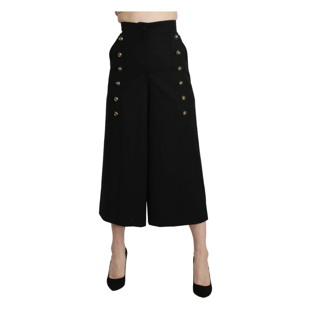 Dolce & Gabbana Women's Black Elegant High-Waisted Wide Leg Pants