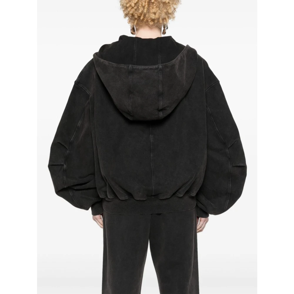The Attico Zwarte Sweater met Logoprint en Capuchon Black Dames