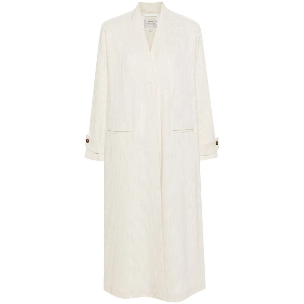 Forte Ivoor Wit Corduroy V-Hals Jas White Dames