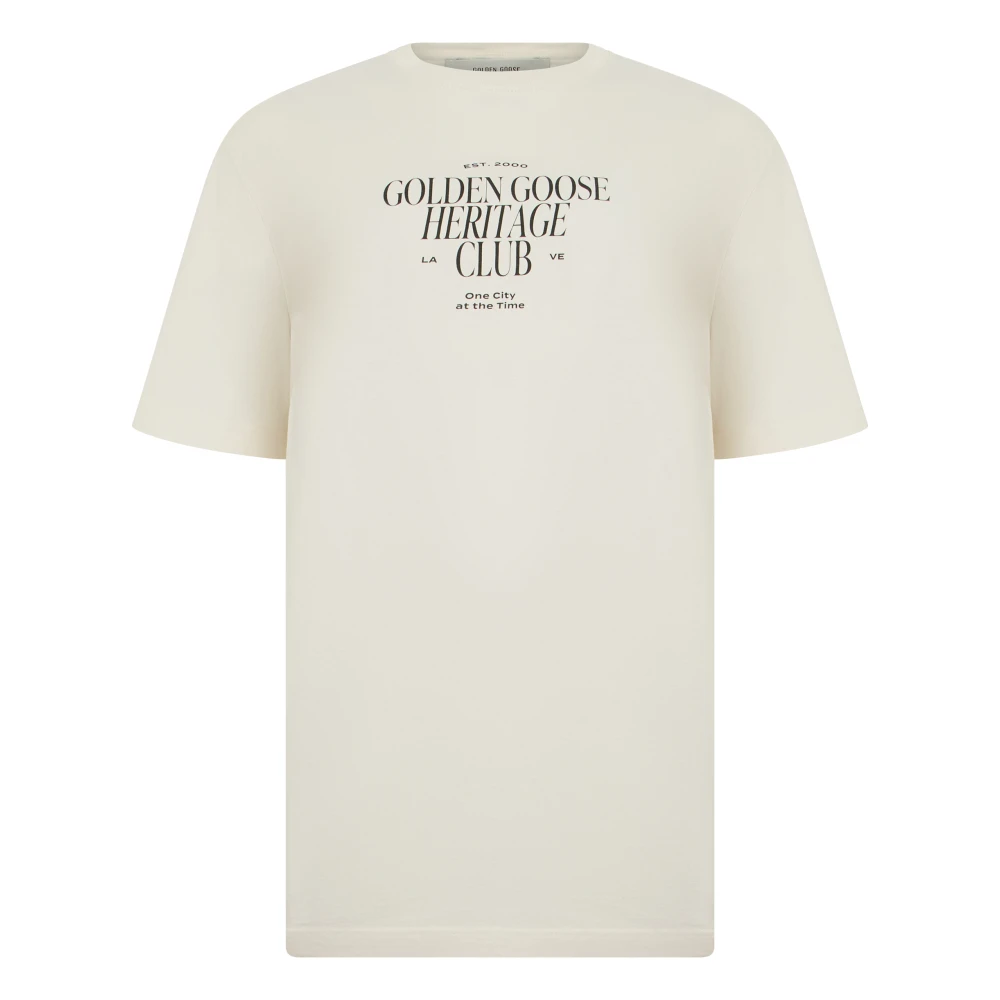 Golden Goose , T-Shirts, Male, Beige, M, Cotton T-Shirt With Logo
