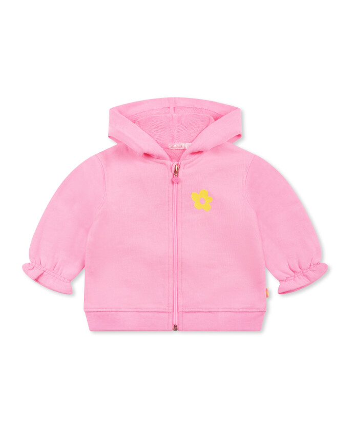 sweat-a-capuche-rose-avec-fleur-et-poignets-a-volants