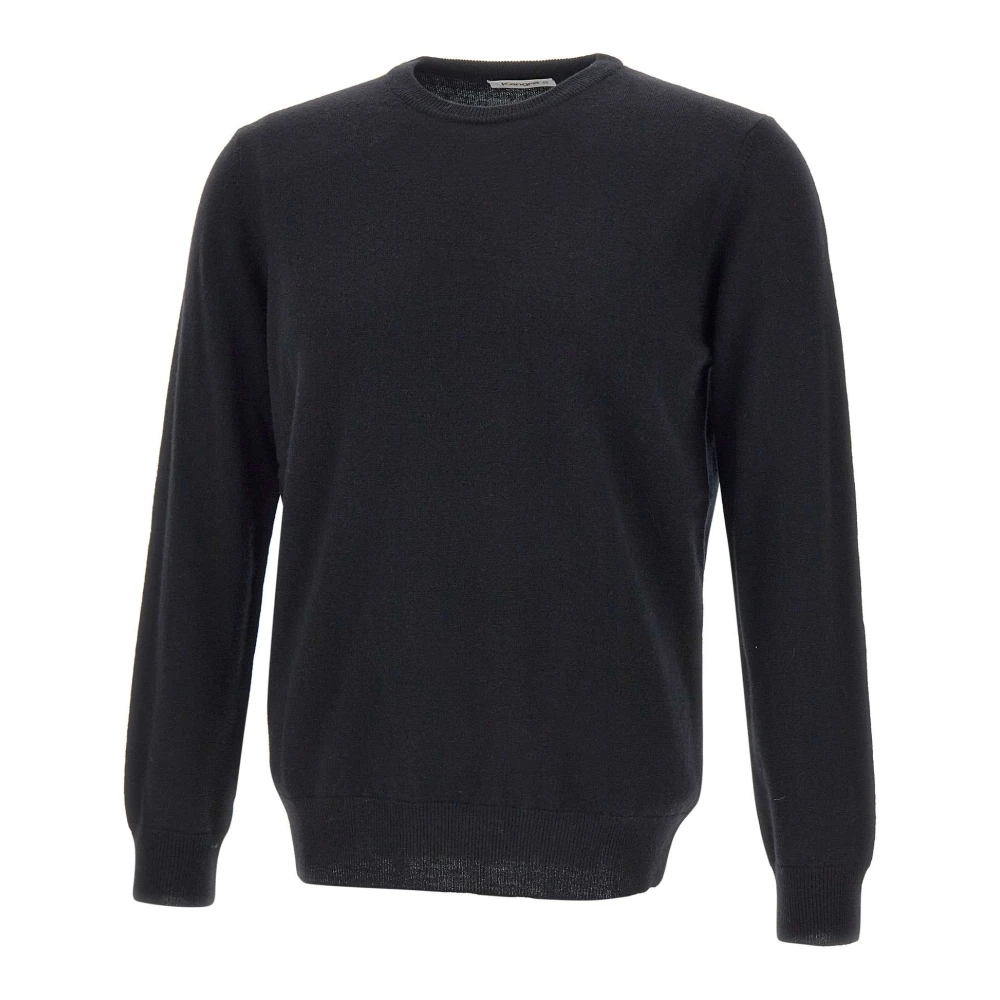 Kangra Men's Black Crew-Neck Wool Sweater