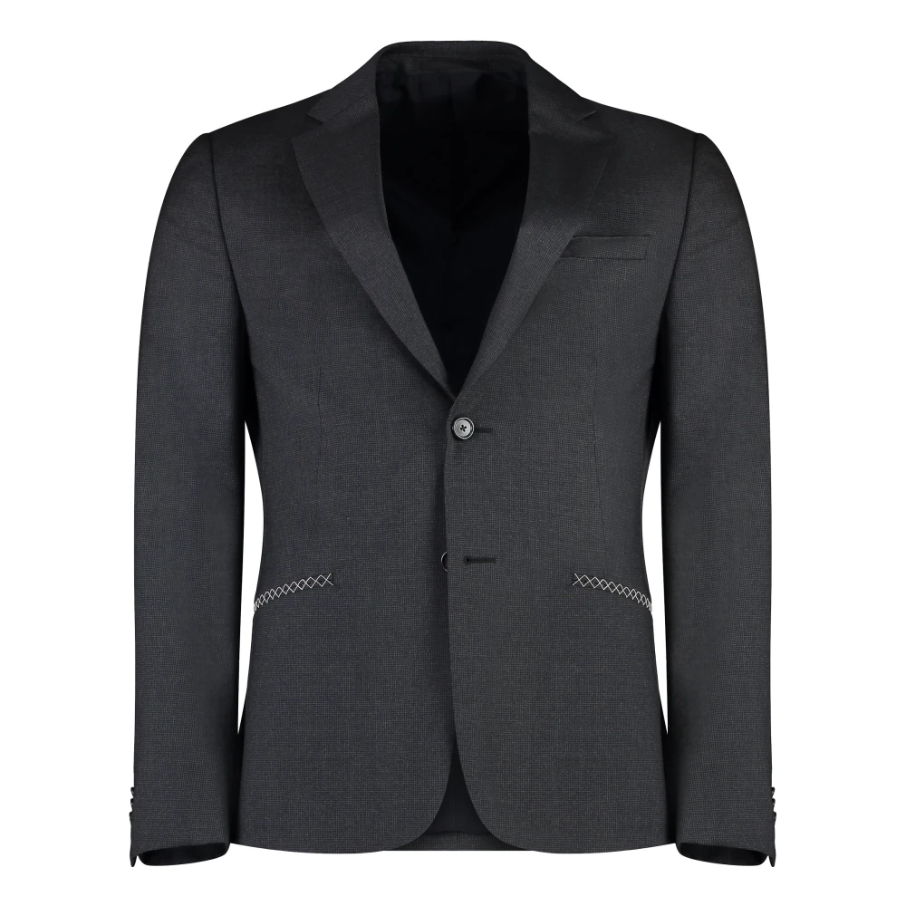 Z Zegna Wollen Pak Revers Kraag Dubbele Achtersplit Gray Heren