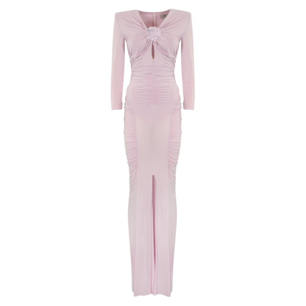 Elisabetta Franchi Lange bloemenjurk met cut-out Pink Dames