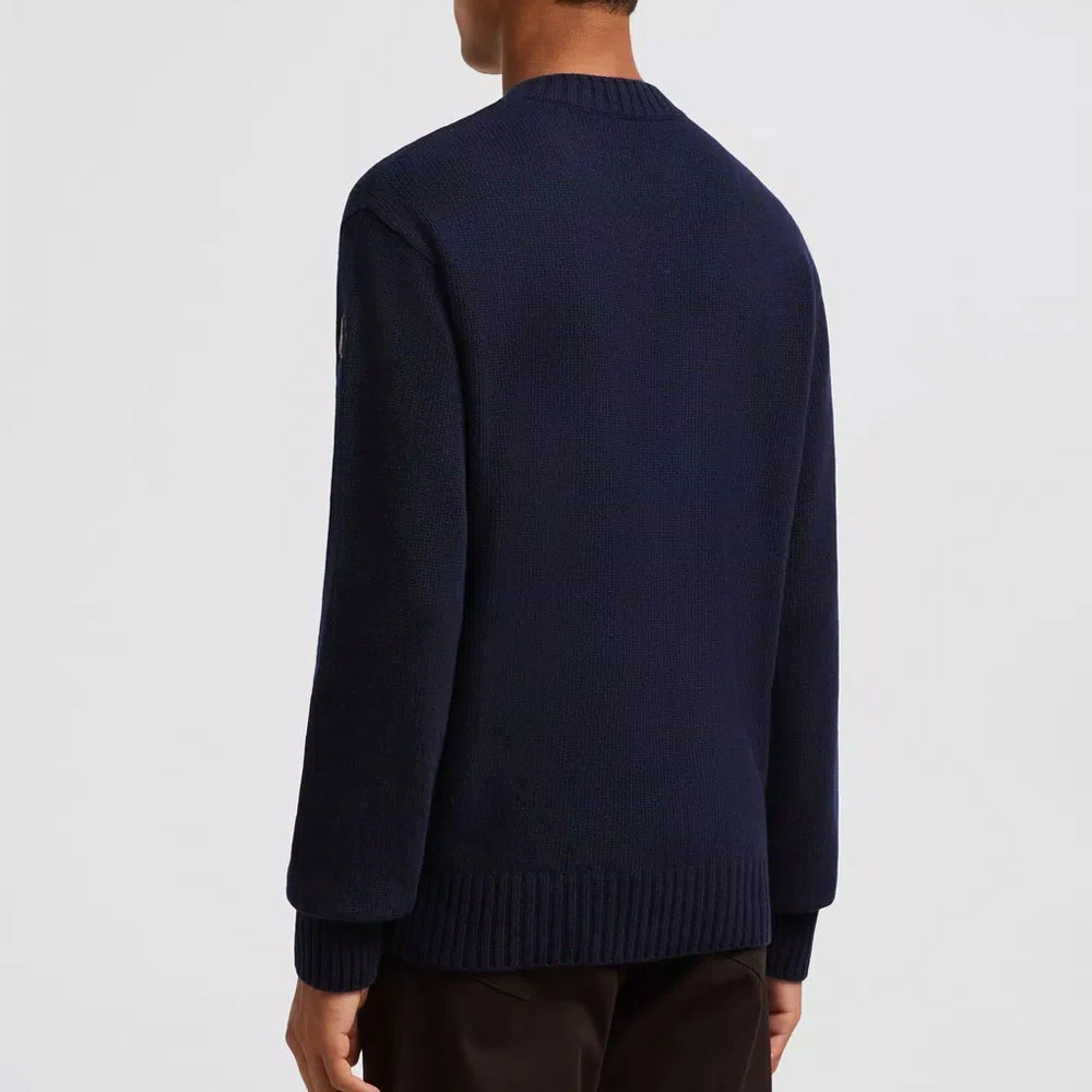 Moncler Navy Wol & Cashmere Gebreide Trui Blue Heren