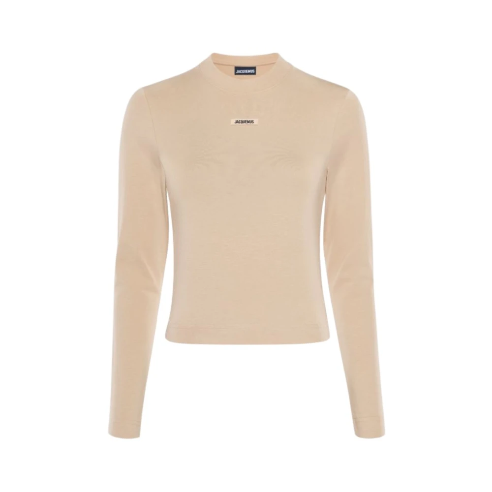 Jacquemus Lange Mouw Gros Grain T-Shirt Beige Dames