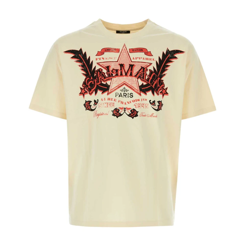 Balmain Crèmekleurig Katoenen T-Shirt Klassiek Model Beige Heren