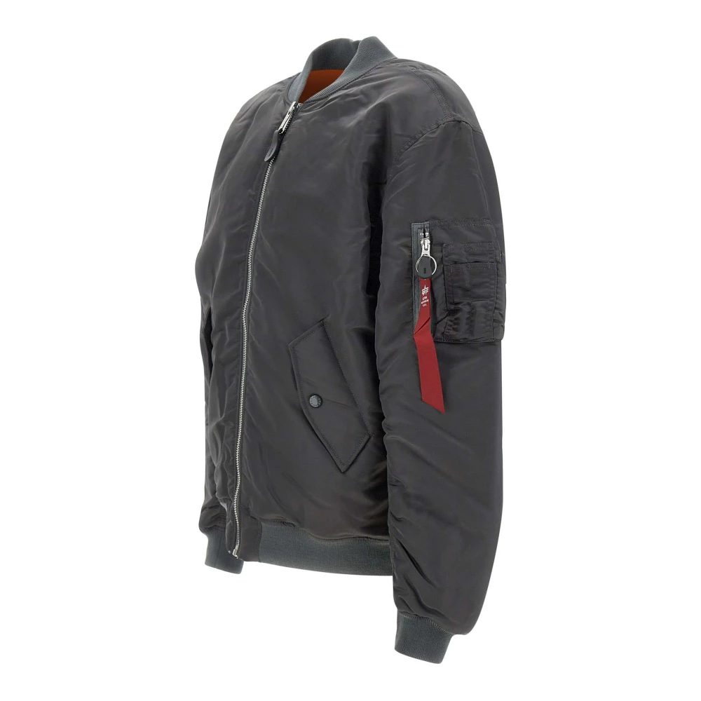 alpha industries Antracietgrijze Bomberjack met Oranje Voering Gray Heren