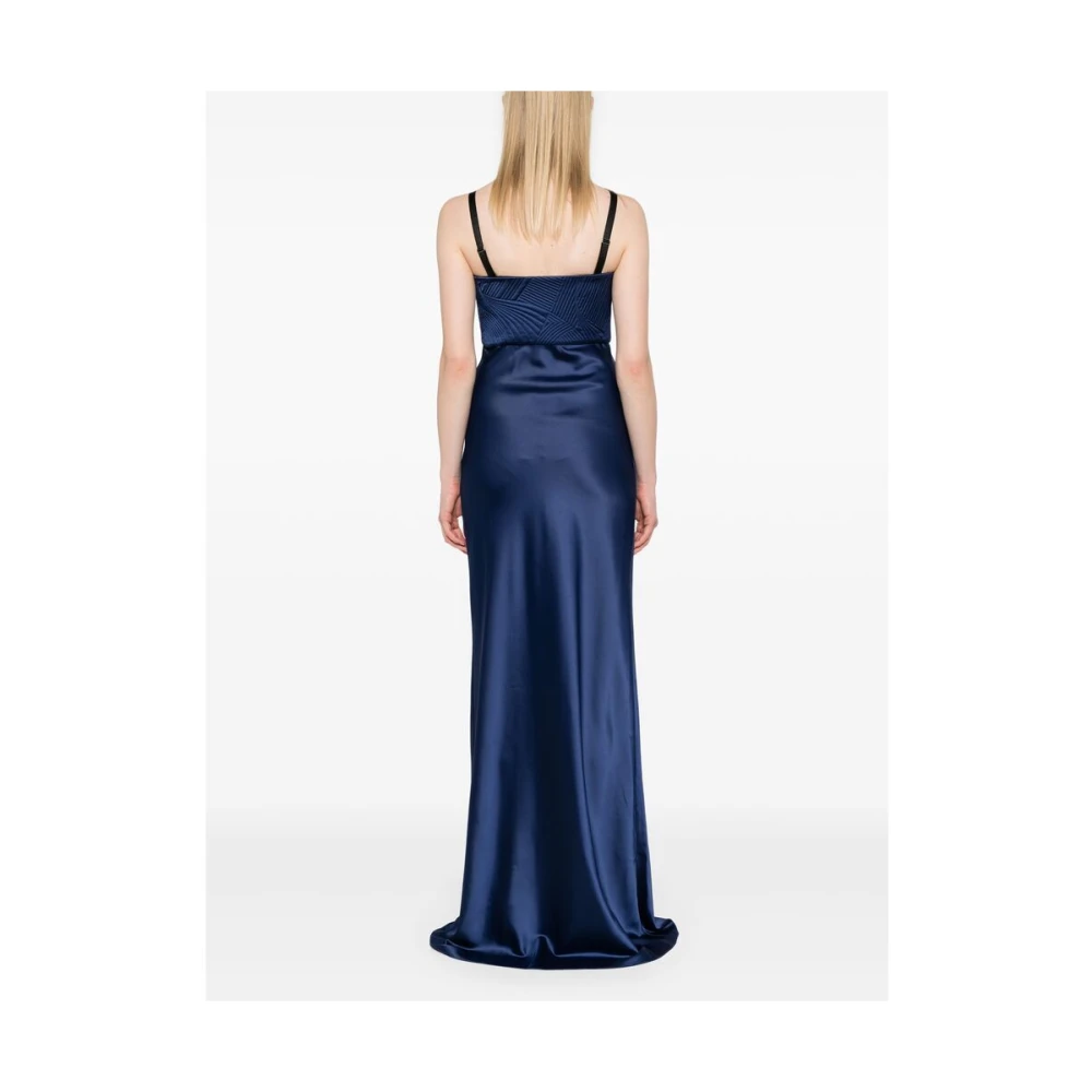 Anna October Navy Blue Matelassé Jurk met Bandjes Blue Dames