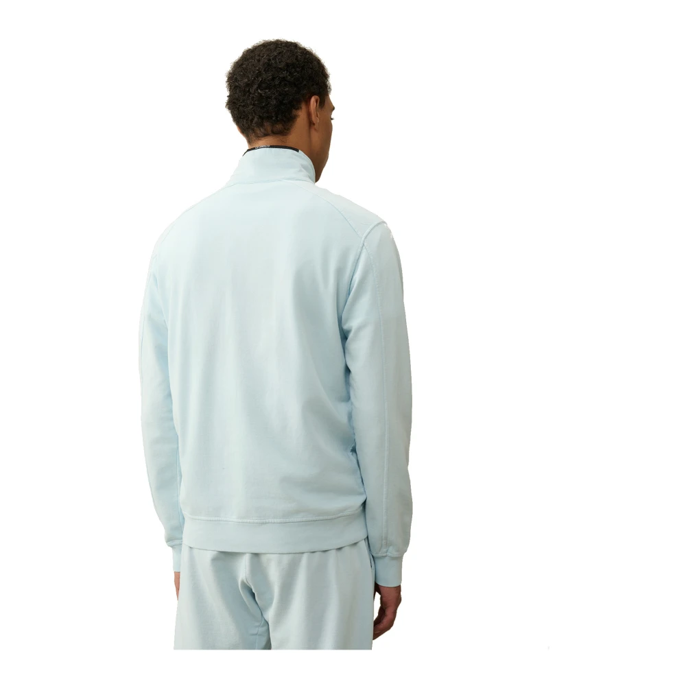 C.P. Company Quarter Zip Sweater met Lens Detail Blue Heren