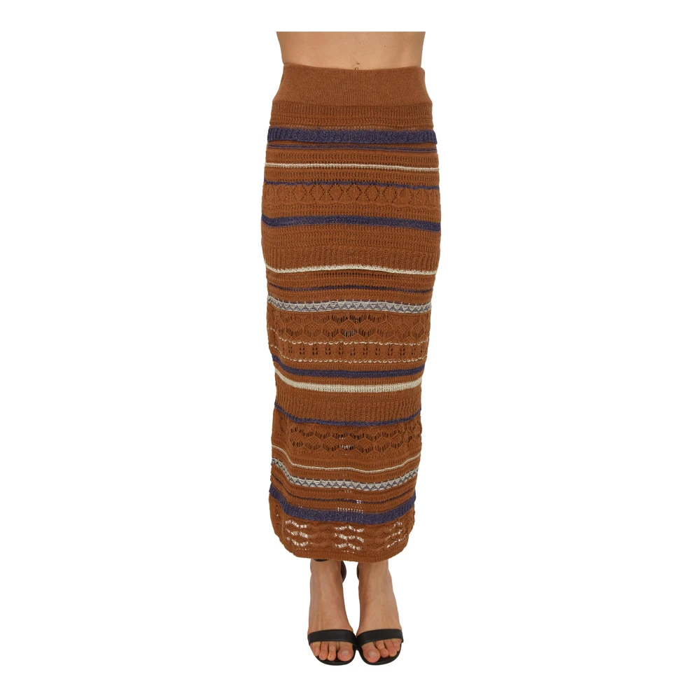 Nenette Women's Brown Maxi Skirts, S, Gonna Marrone