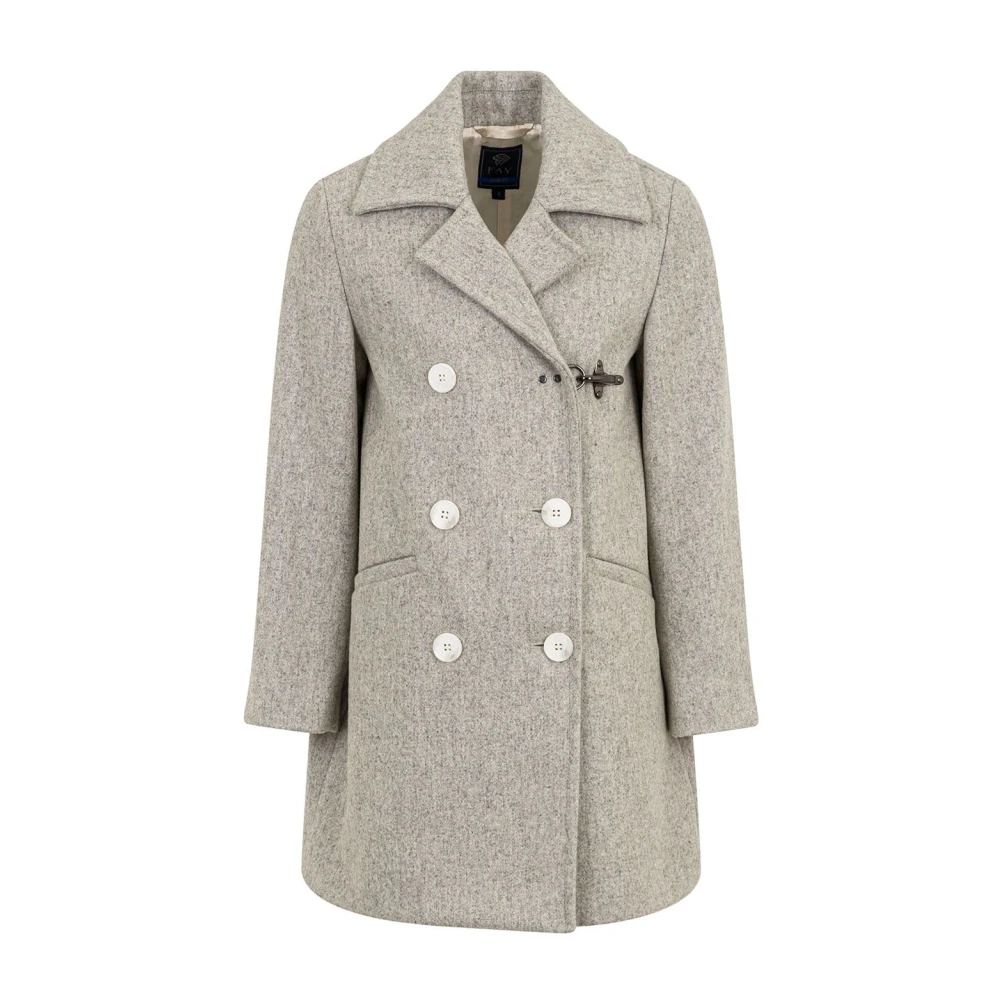 Fay Gray Light Jackets, Female, 12 Y, Double-Breasted Wool Coat