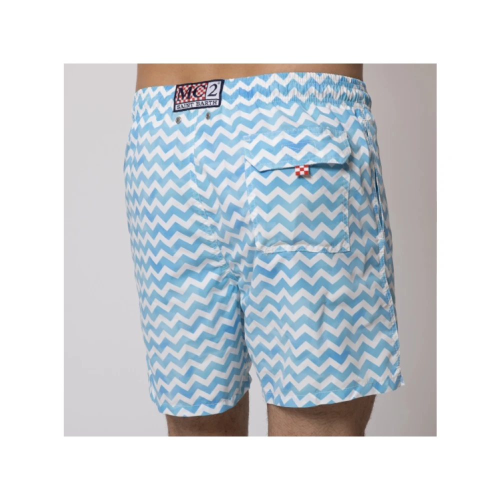 MC2 Saint Barth Geometrisch golfpatroon zwemshorts Gustavia Blue Heren